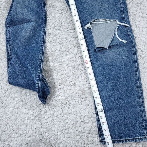 Levi's Premium 501 Original Dark Wash Blue Ripped Distressed Size 27x30 Revolve - Picture 9 of 12